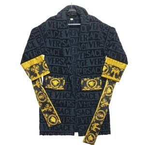 Versace Bathrobe Mens Small Black Gold Medusa Baroque Barocco ZACJ00008